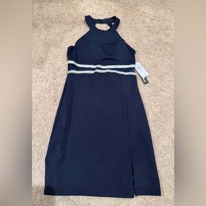 Sequin Hearts One Shoulder Navy Dress